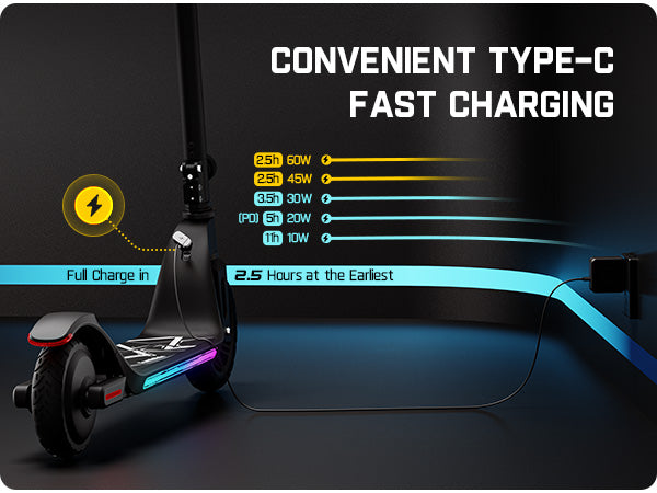 Fanttikride C10 Pro Electric Scooter for Kids 3.9-5.2 ft Tall, LED Battery Level, 5/8/10 MPH, 6.5 Miles Range, Height Adjustable, Type C Fast Charging, Foldable Electric Scooter for Kids