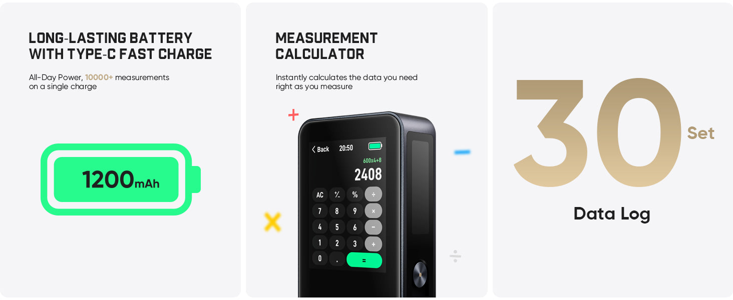 Fanttik A11 Ultra 3-in-1 Laser Measuring Tool, 197Ft Digital Laser Distance Measure with IPS Touch Screen & Side LCD, Wheel Roller & 3-Axis Digital Level, Rechargeable for Home DIY & Indoor Projects