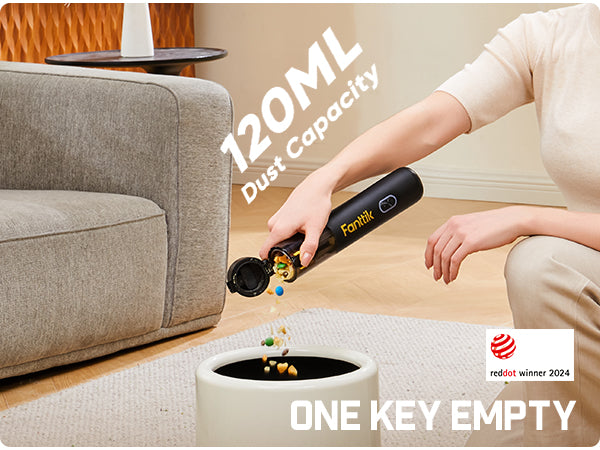 Fanttik V8 Mate Upgraded Cordless Car Vacuum, Portable Mini Vacuum with 13000pa Suction Power, 2 Suction Modes, Type-C Charge, Handheld Vacuum for Car, Small Tasks, Keyboards, Office Desk