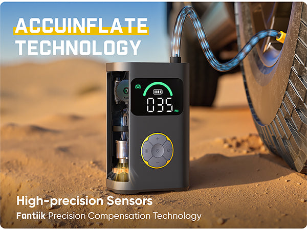 Our system equipped with high-precision sensors and Fanttik Precision Compensation Technology, ensures strict control of inflation accuracy. The pump automatically shuts off when reaching your target pressure, truly hands-free operation for inflation every time