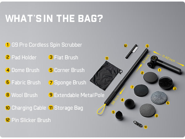 Fanttik G9 Pro Electric Scrubber, Dual-Speed (230/325 RPM) Rotary Cleaner with 6 Brush Heads, Adjustable Angle & Extendable Handle, IPX7 Waterproof, Type-C Charging for Bathroom, Tile, Grout