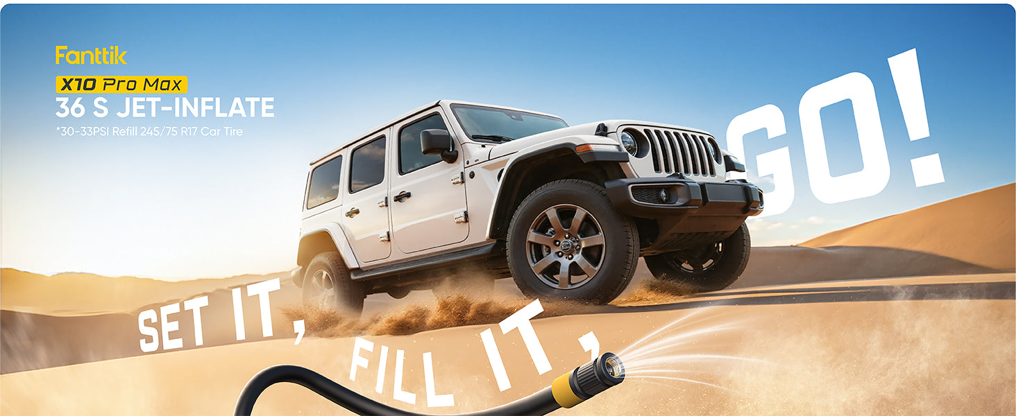 Fanttik X10 Pro Max Tire Inflator for SUV, 36s Fast Inflate Portable Air Compressor with Presta and Schrader Valve, 150PSI Cordless Air Pump with Powerful Battery for Cars, Motorcycles, Bikes, Balls