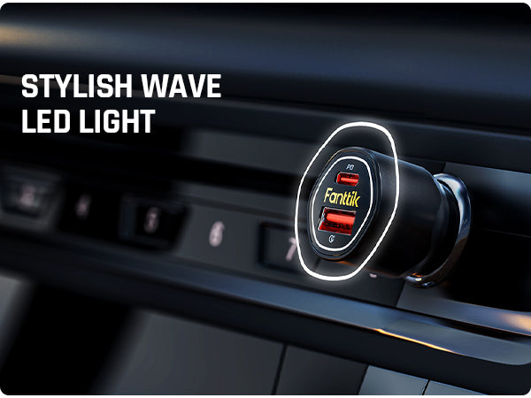 Fanttik 65W USB C Car Charger, Dual Port Fast Charging Car Adapter