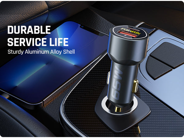 Fanttik 65W USB C Car Charger, Dual Port Fast Charging Car Adapter