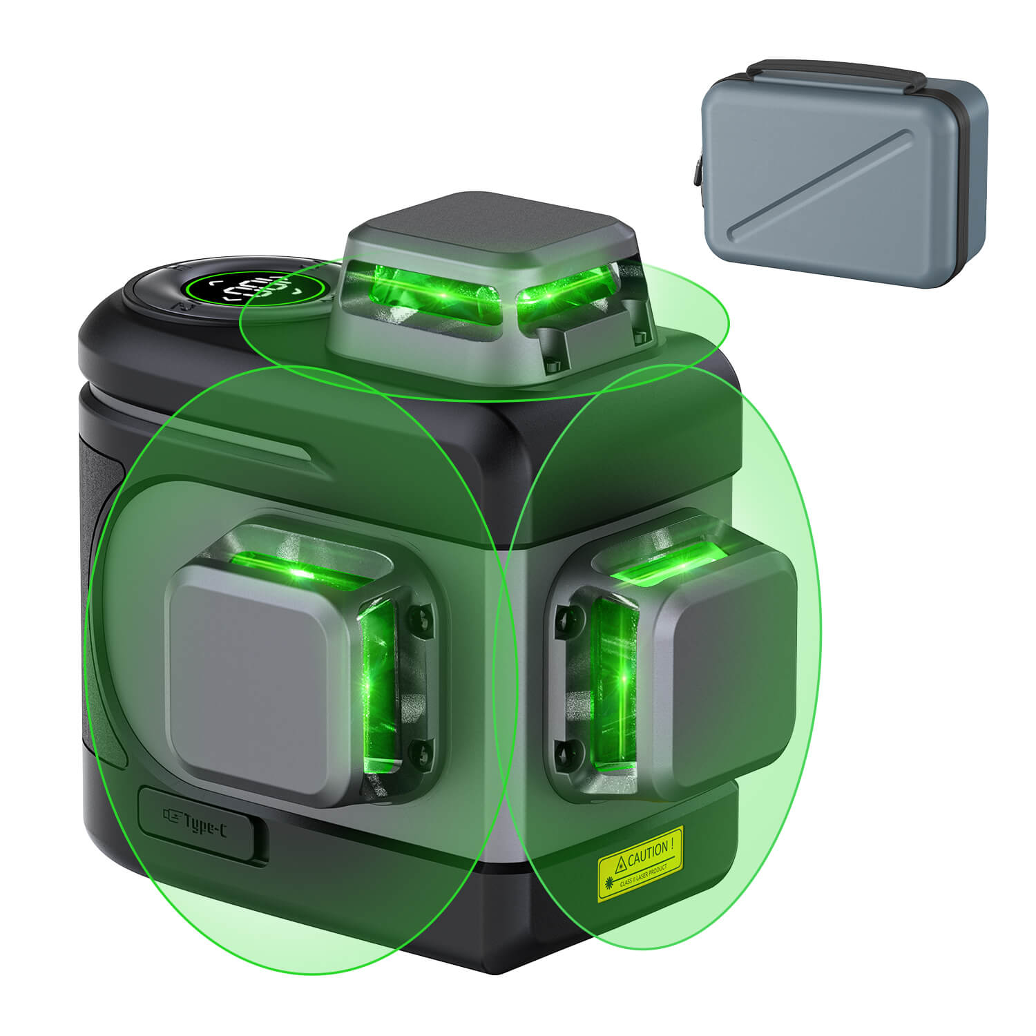 Fanttik D12 PRO Laser Level 3 x 360°, Self-Leveling Cross Line Laser with LED Screen, 3D Green Cross Line, 5200mAh Battery Rechargeable, Pulse Mode, Magnetic support