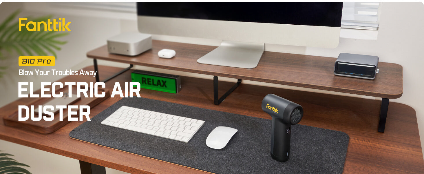 Fanttik B10 Pro Electric Air Duster, 110000RPM Brushless Motor, Compressed Air Duster, 3 Gears Adjustable, 17.76Wh Rechargeable Battery, Electric Duster for PC, Keyboard, Electronics and Workbench