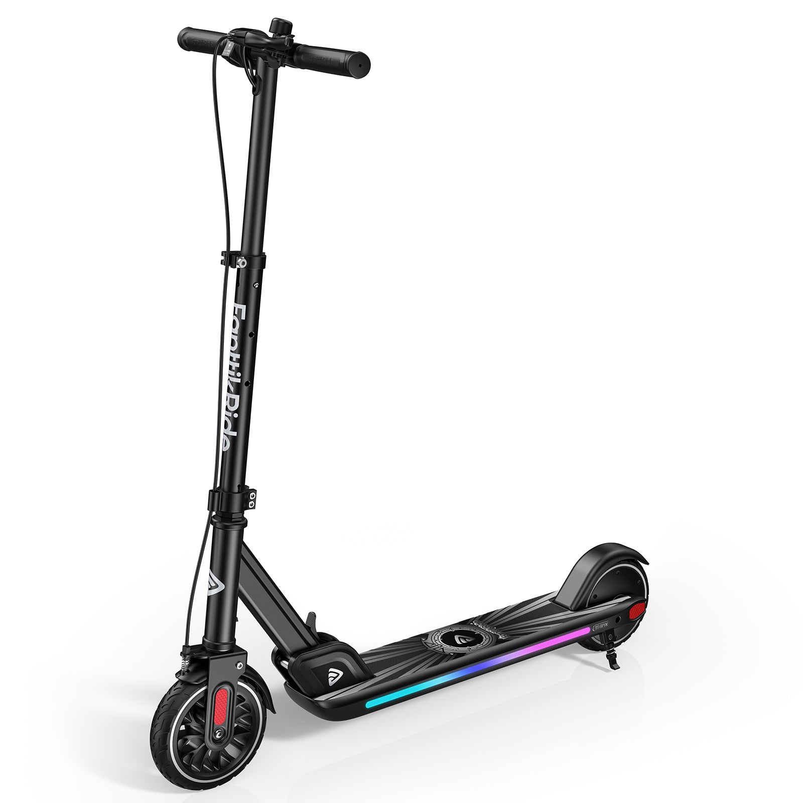 FanttikRide T9 Apex Electric Scooter for Kids 13+ 200W Motor, LED Colorful Lights with Bluetooth Music Speaker, 7/10/12 MPH Digital Display, Adjustable Height, Foldable E-Scooter for Teens