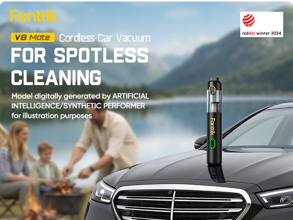 Fanttik V8 Mate Upgraded Cordless Car Vacuum, Portable Mini Vacuum with 13000pa Suction Power, 2 Suction Modes, Type-C Charge, Handheld Vacuum for Car, Small Tasks, Keyboards, Office Desk