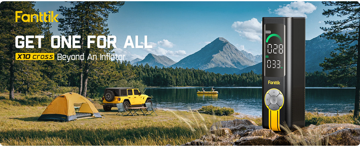 Fanttik X10 Cross Tire Inflator Portable Air Compressor, Fast Inflation/Deflation Air pump, 150PSI Cordless Inflator with Light and Power Bank, Ideal for Car, Bike, Air Mattress, Kayak, Swimming Ring