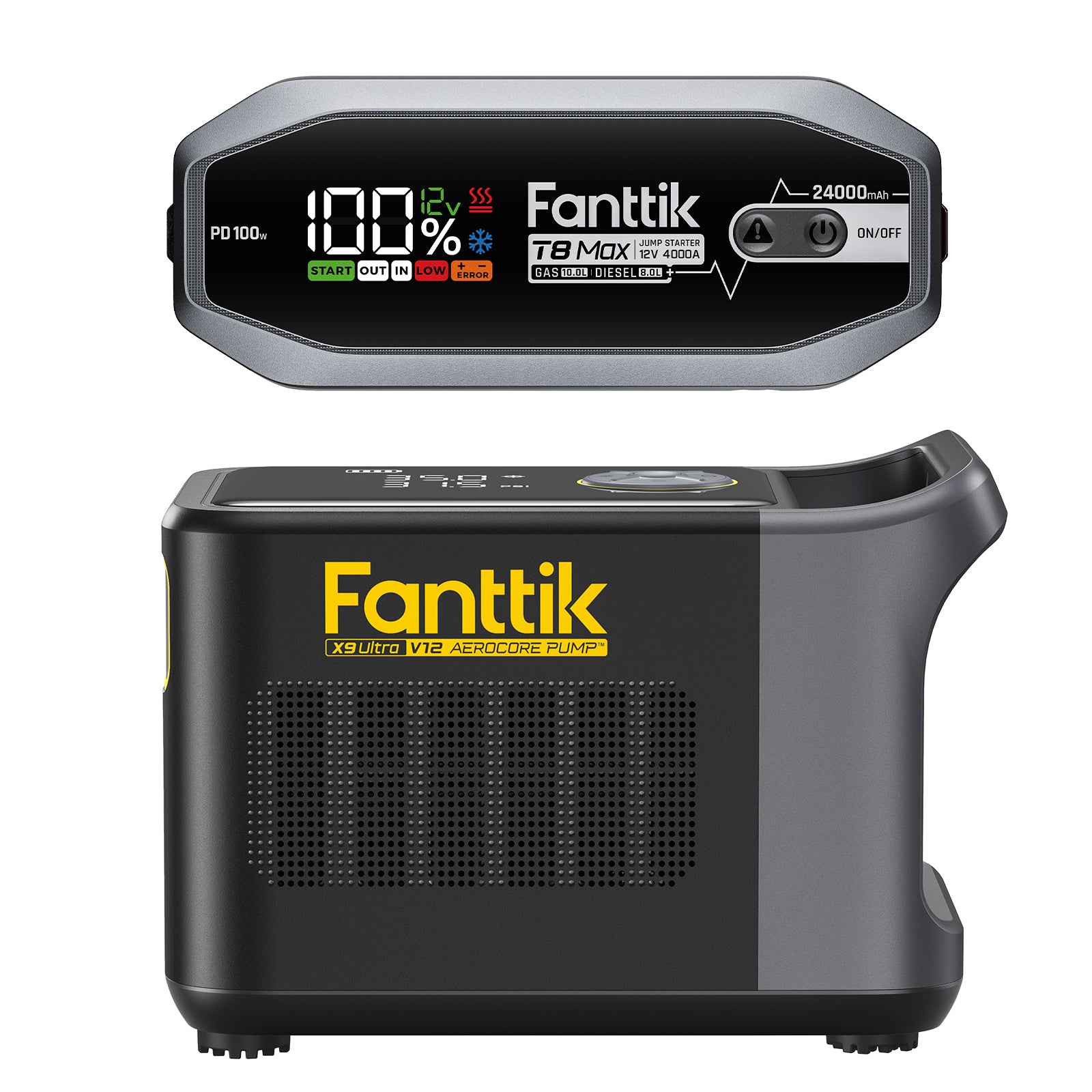 Fanttik X9 Ultra™ Tire Inflator and T8 MAX 4000 Amp Jump Starter
