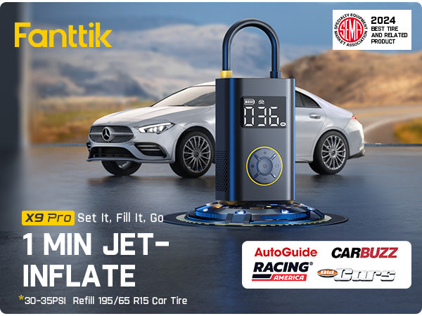 Fanttik X9 Pro Portable Tire Inflator for Compact Car, 1Min Jet-Inflate Electric Bike Pump with Digital Tire Pressure Gauge, 150PSI Air Compressor for Electric Bikes, Motorcycle, Ball