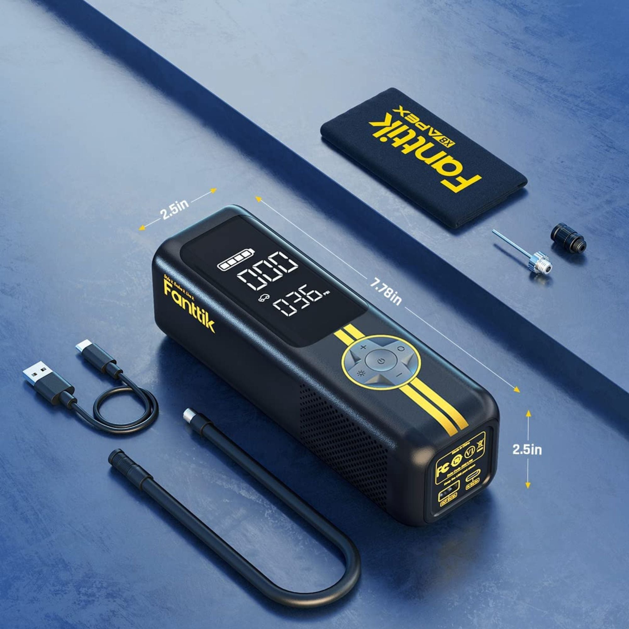 Fanttik X8 APEX Tire Inflator Yellow and T8 APEX 2000 Amp Jump Starter