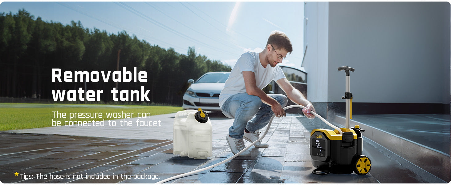 Fanttik NB8 Ultra Cordless Pressure Washer w/4.0 Gal Tank, Max 725PSI Electric Power Washer with 5-in-1 Nozzle, 20FT Hose, Adjustable Pressure, Foam Cannon Power Washer Cleaning for Car Washing, Patio