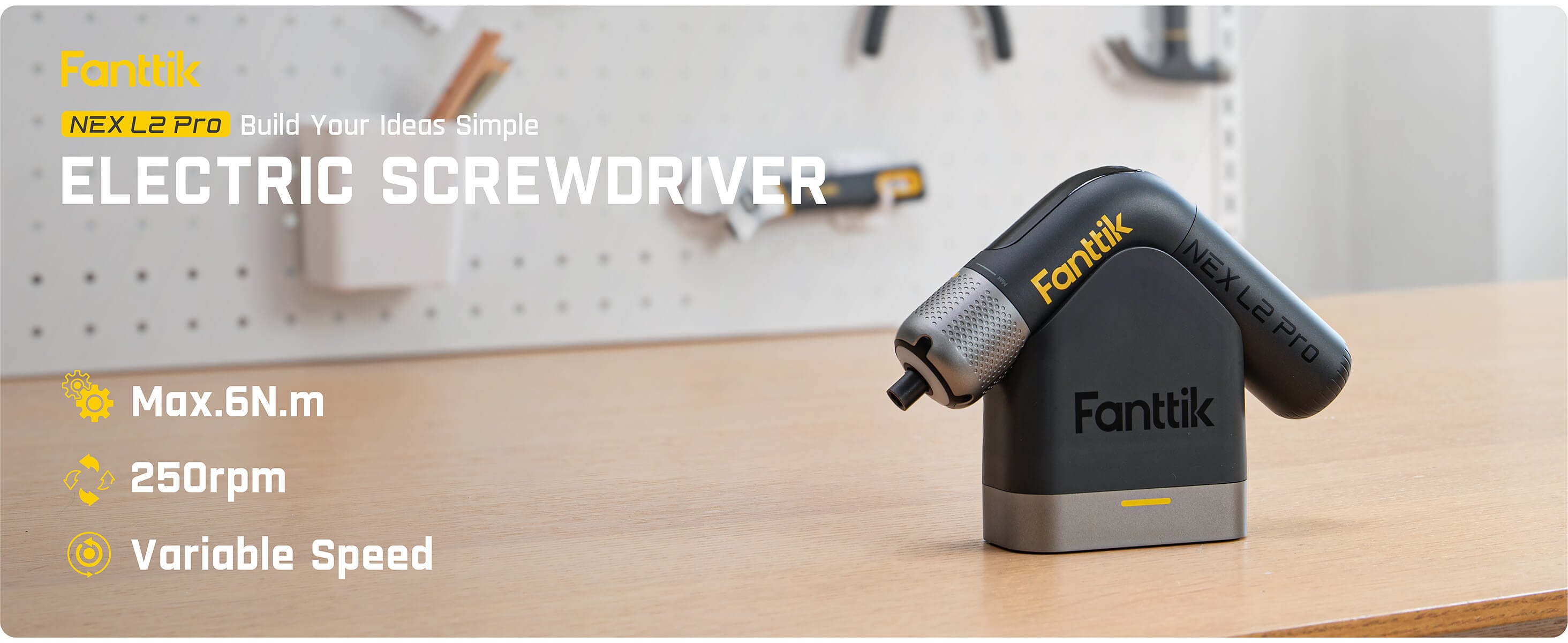 Fanttik L2 Pro 3.7V Electric Screwdriver, Cordless Screwdriver, 20 Bits, 1/4‘’Hex Chuck, Max 6N·m Torque, Digital Screen, Variable Speed, 2000mAh Rechargeable Battery, Tech Tool for DIY Eenthusiasts