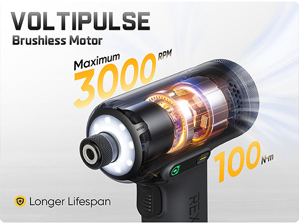 Fanttik REX K2 APEX Impact Driver, Brushless Impact Driver, 1/4'' Hex, Max. 100 N·m Torque, Max. 3000 RPM, 3000mAh Rechargeable Battery, Tool Kit for Cabinet Assembly, Woodworking DIY Projects