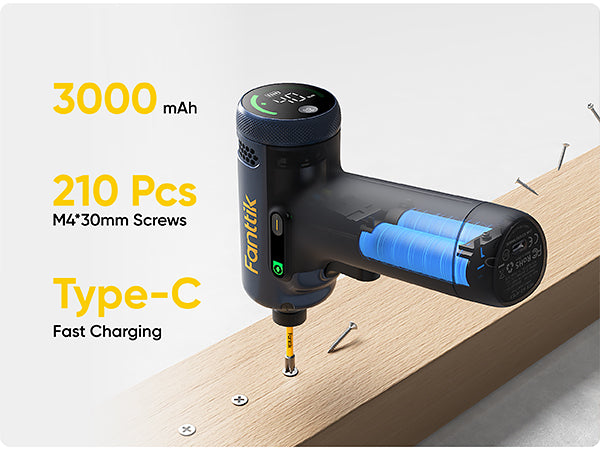 Fanttik REX K2 APEX Impact Driver, Brushless Impact Driver, 1/4'' Hex, Max. 100 N·m Torque, Max. 3000 RPM, 3000mAh Rechargeable Battery, Tool Kit for Cabinet Assembly, Woodworking DIY Projects