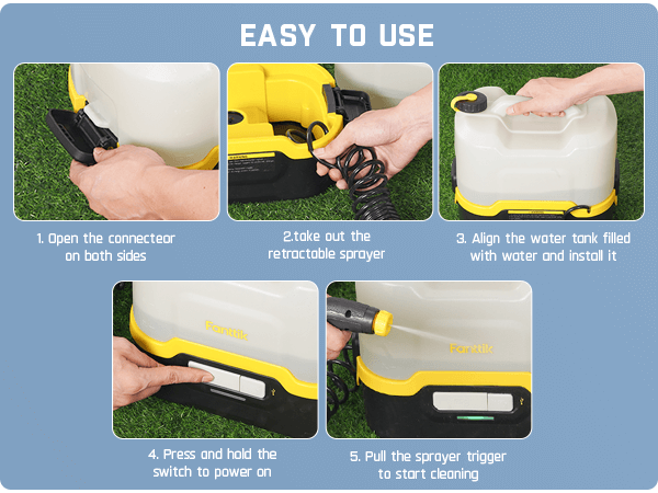 Fanttik NB8 Nano Portable Spray Washer with 8L Water Tank, Portable Camping Shower Pump, Retractable Spray Gun, 2600mAh Battery, IPX5, 72-98PSI, for Patio Garden, Camping Shower and Pet Cleaning