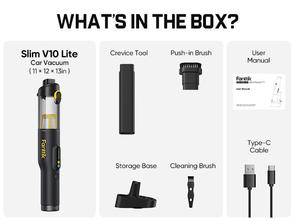 Fanttik Slim V10 Lite Cordless Handheld Vacuum, 0.98lb Lightweight with All-in-One Base Design, 12000Pa Suction & Smart LED Light, Portable Mini Vacuum Cleaner for Kitchen Table, Sofa, Car