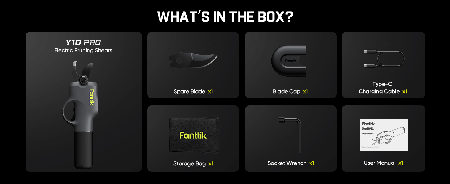 Fanttik Y10 Pro 7.2V Cordless Pruning Shears with Brushless Motor, LED Display, 4-Level Safety System, USB-C Fast Charging, SK5 Steel Blade for Branch Trimming