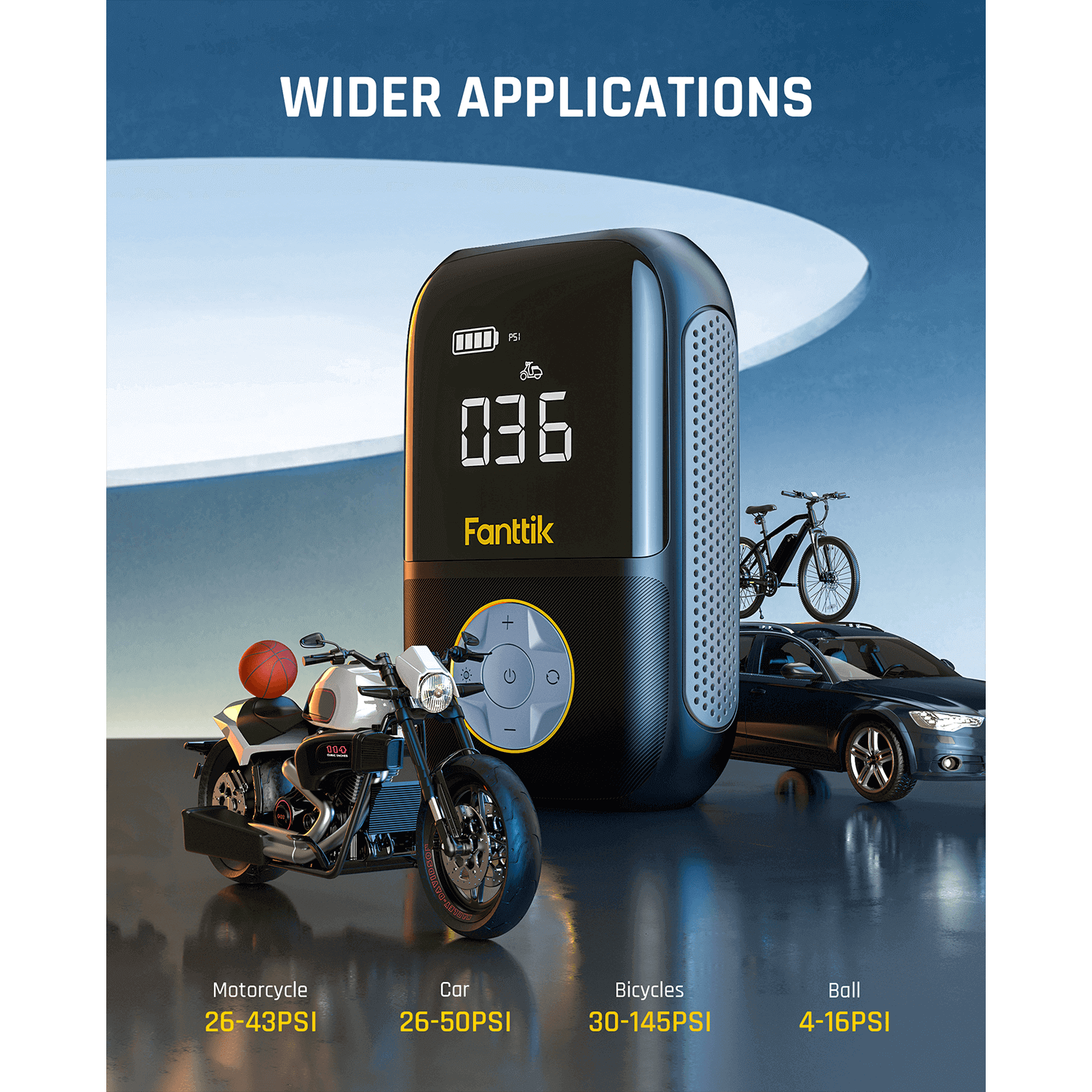 Fanttik X8 Portable Tire Inflator, Ultra-Lightweight for E-Bike, Bicycle, Car