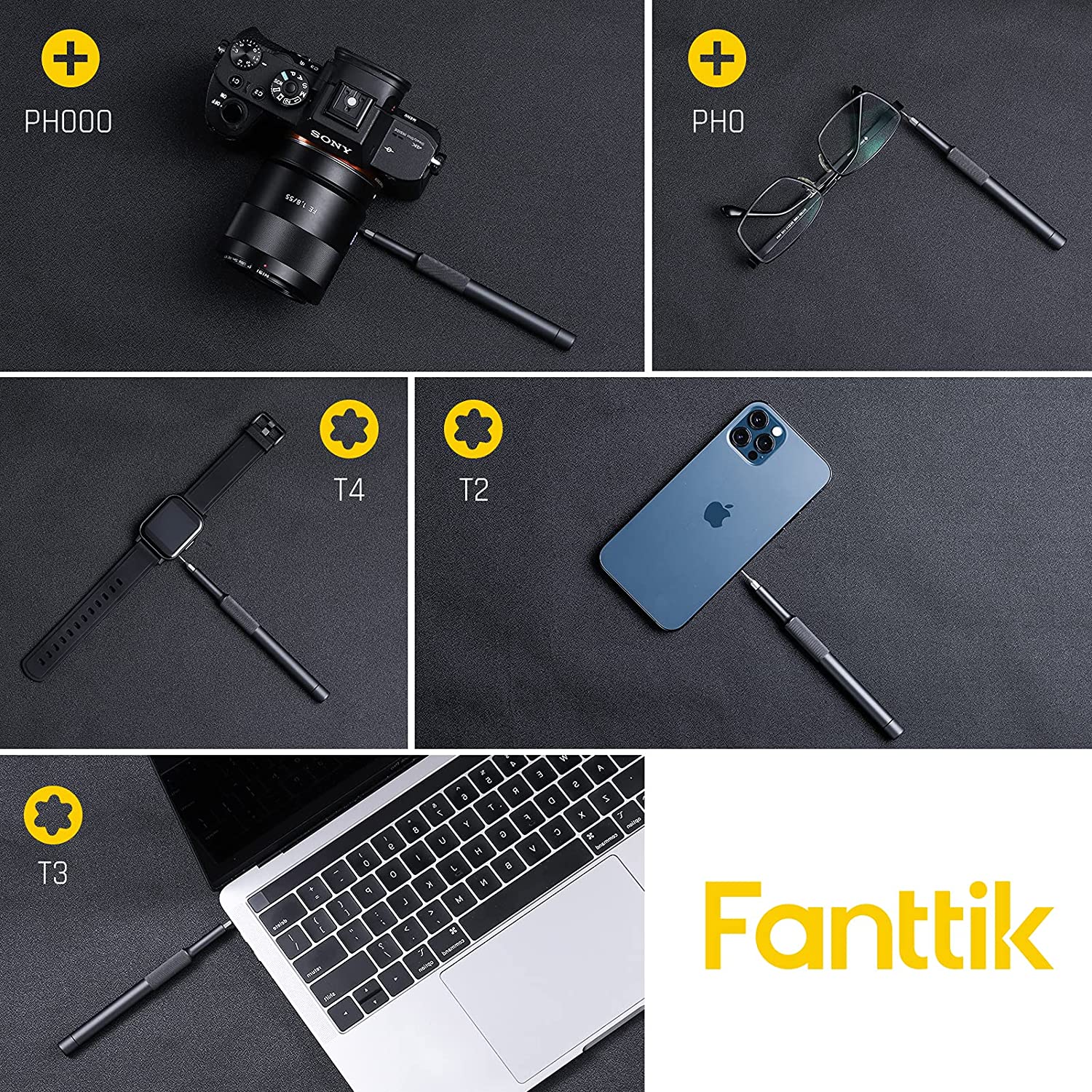 Fanttik X5 Precision Screwdriver Set, 24*S2 steel magnetic precision bit heads, a total of 10 mainstream types to meet your different daily use, such as quartz watch, cameras, radios, tablet computers, mobile phones, drones, etc.