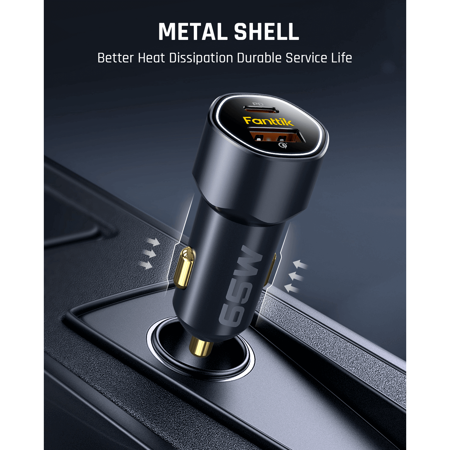 This sturdy aluminum alloy body features exquisite texture and durable service life, and can improve heat dissipation and charging efficiency.