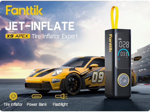 Fanttik X9 APEX Tire Inflator Portable Air Compressor for Car Tires, 35s Fast Inflation, 150PSI Cordless Tire Inflator with Light and Power Bank, Suitable for SUV, Sedan, Motorcycle, Bike, Ball