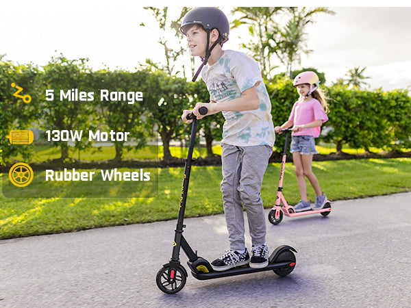 FanttikRide C9 Electric Scooter for Kids Ages 8-12, 6/10MPH, 5 Miles Range, LED Display, Adjustable Height, Foldable, Rubber Wheels, Lightweight, Gifts for Boys and Girls up to 132 lbs