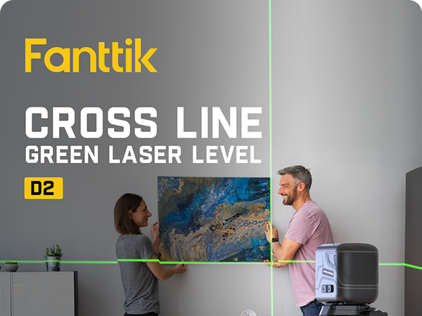 Fanttik D2 Cross Laser Level, DIY Self-Leveling Green Beam Horizontal and Vertical Line Laser Level with 100 Ft Visibility, with Rechargeable Battery, Pulse Mode