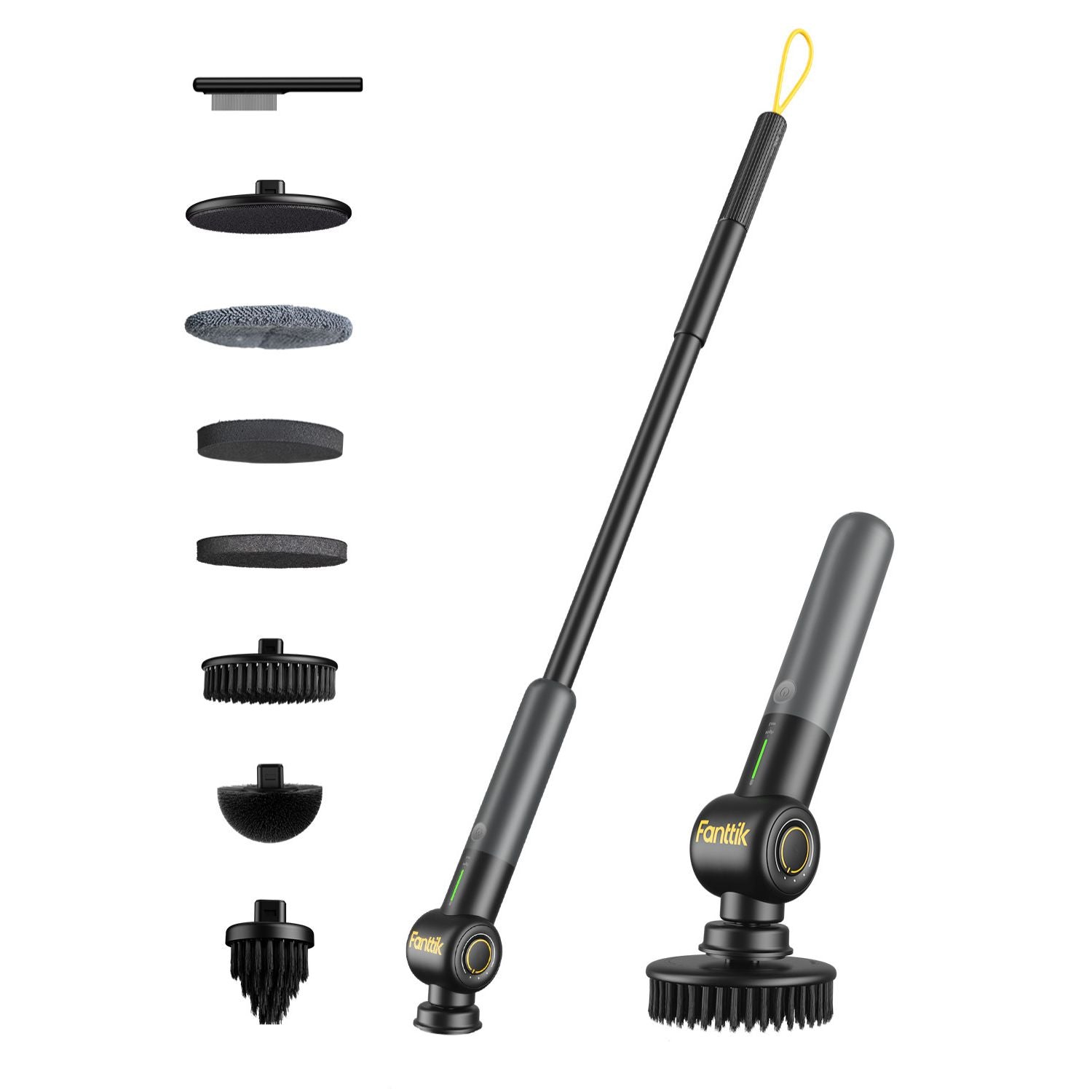 Fanttik G9 Pro Electric Scrubber, Dual-Speed (230/325 RPM) Rotary Cleaner with 6 Brush Heads, Adjustable Angle & Extendable Handle, IPX7 Waterproof, Type-C Charging for Bathroom, Tile, Grout