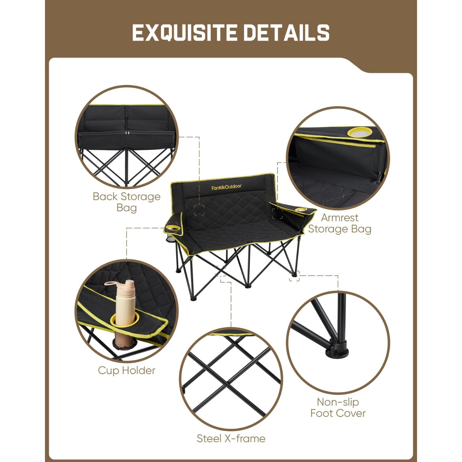 FanttikOutdoor Zeta L11 Duo Pro Double Camping Chair-black