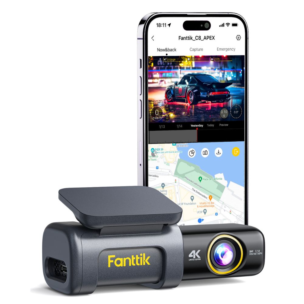 Fanttik C8 Ultra Duo Dash Cam - True 4K+1080P Front & Rear Cameras