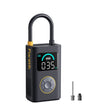 A Fanttik X10 Pro Tire Inflator with a black U-shaped hose, a digital display screen showing 0.35 bar, and a circular control panel on the front.