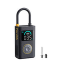 A Fanttik X10 Pro Tire Inflator with a black U-shaped hose, a digital display screen showing 0.35 bar, and a circular control panel on the front.