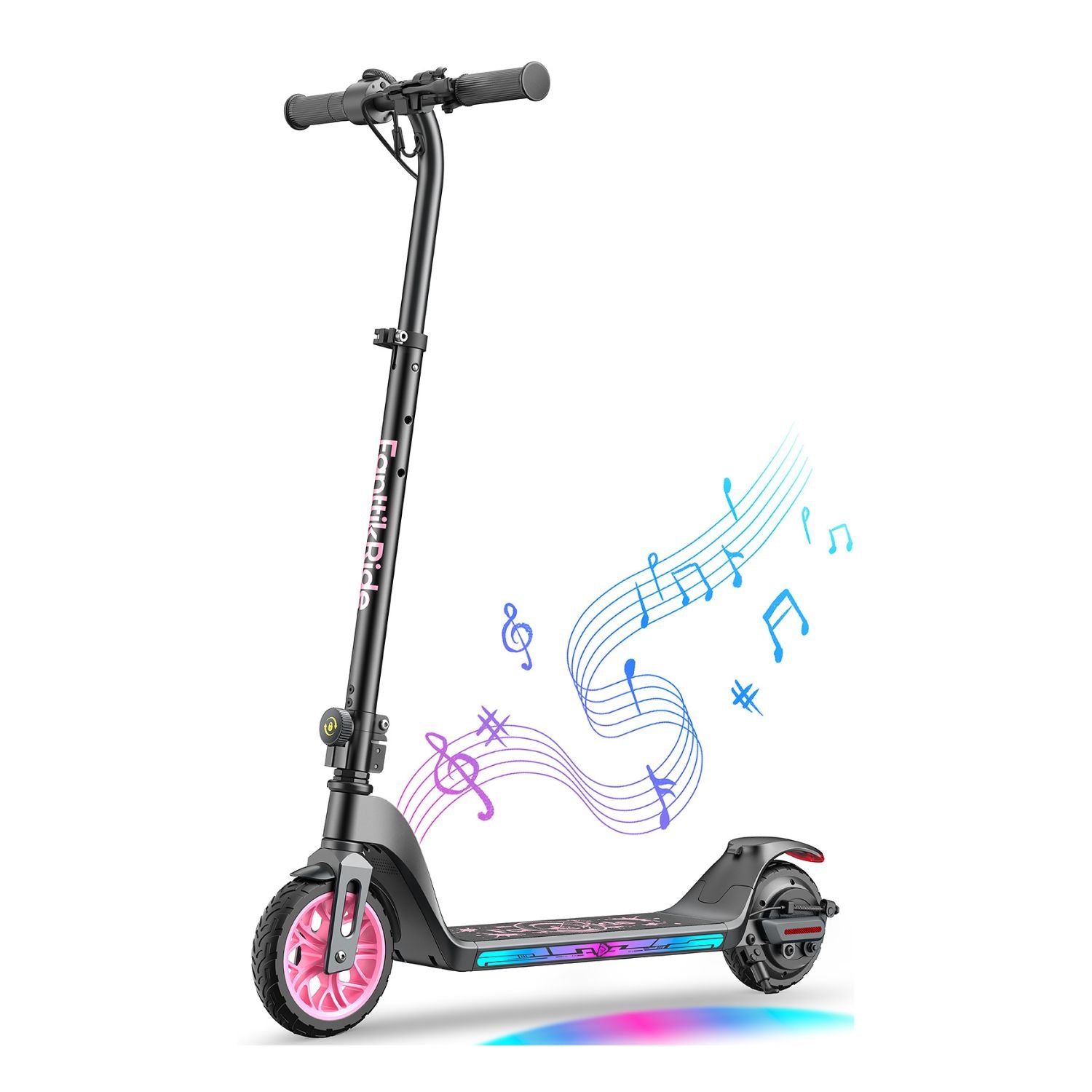 anttikRide T10 Apex Electric Scooter for Kids 4.3-5.6 ft 200W Motor, LED Colorful Lights with Bluetooth Music Speaker, 7/10/12 MPH Digital Display,45W Fast Charging, Foldable E-Scooter