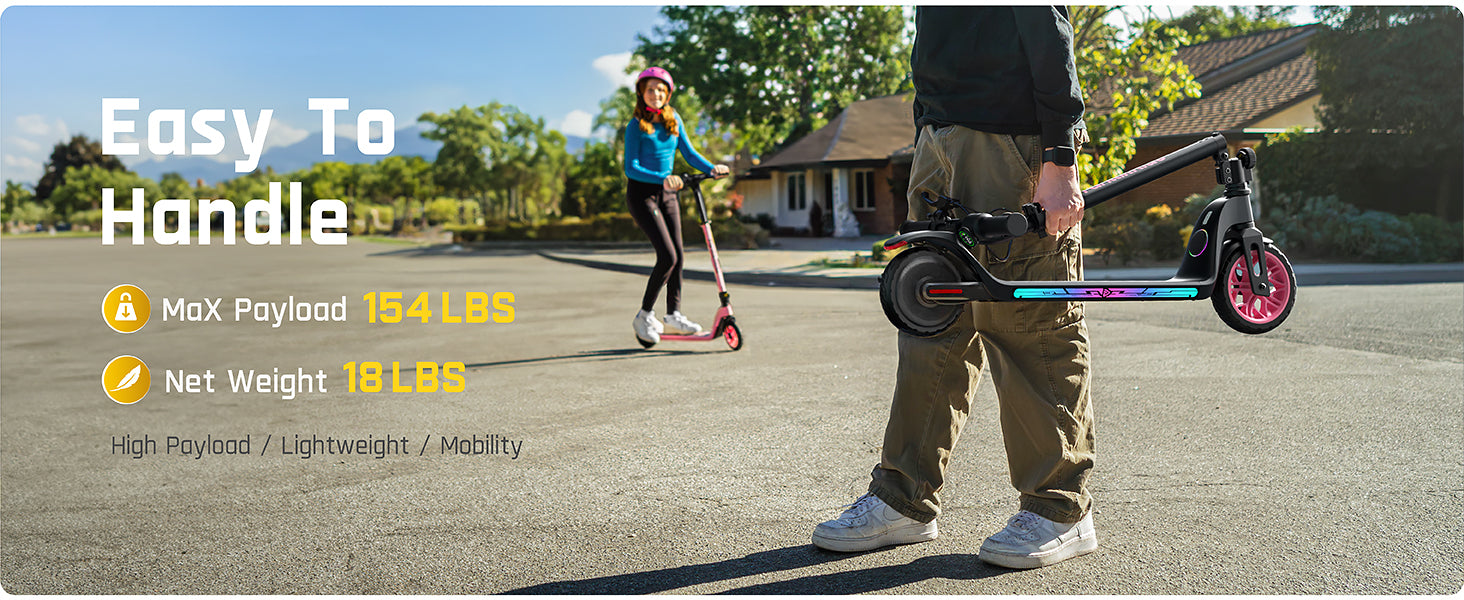 FanttikRide T10 Apex Electric Scooter for Kids 4.3-5.6 ft 200W Motor, LED Colorful Lights with Bluetooth Music Speaker, 7/10/12 MPH Digital Display,45W Fast Charging, Foldable E-Scooter