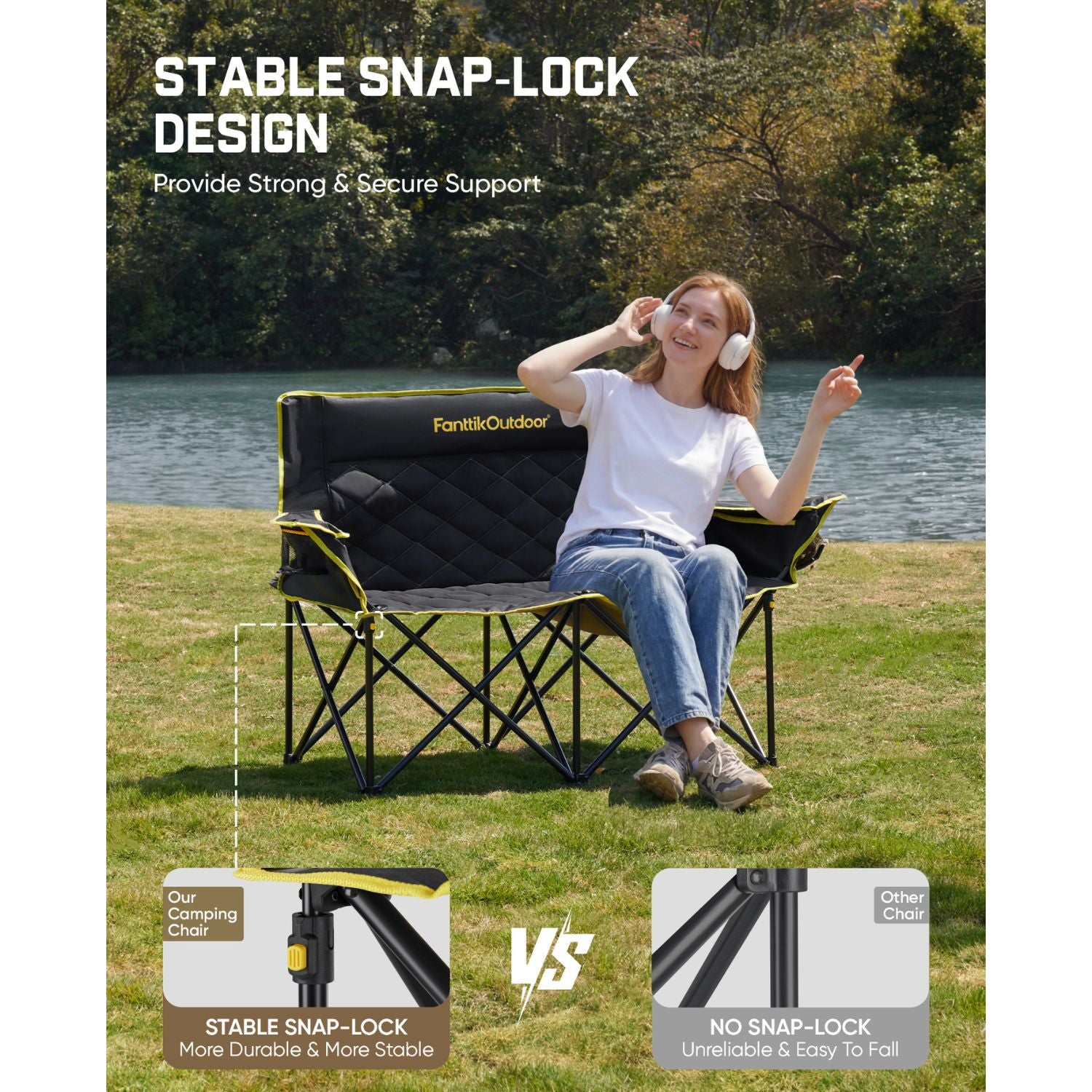 FanttikOutdoor Zeta L11 Duo Pro Double Camping Chair-black