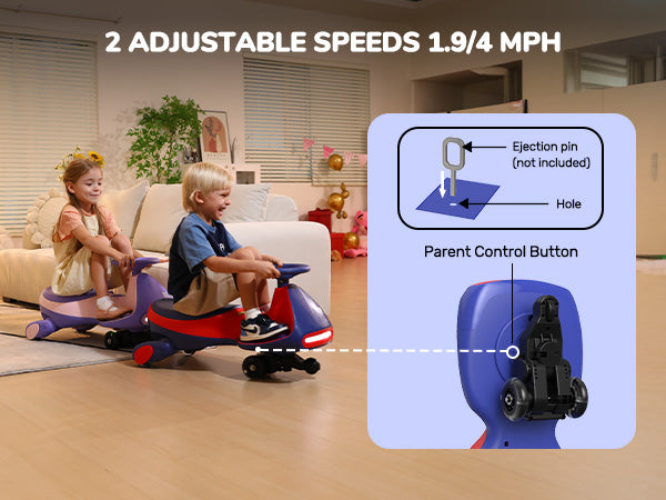 FanttikRide N7 Pro Electric Wiggle Car with Pedal, 12V Rechargeable Battery, 2 in 1 Swing Car, 2 Speed Ride On Toy, Anti-Rollover, Flashing Wheels, Bluetooth, Wiggle Car for 3 Years+, 150 Lbs