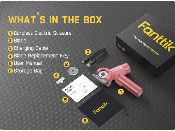 Fanttik C8 Nano 3.7V Cordless Electric Scissors with LED Display, Rechargeable Cardboard Cutter with 2 Blades, EasySwap Blade Change, LED Light, for Thin Cardboard Carpet Leather
