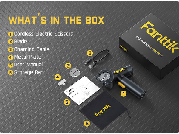 Fanttik C8 Nano 3.7V Cordless Electric Scissors with LED Display, Rechargeable Cardboard Cutter with 2 Blades, Quick Blade Replacement, LED Light, for Cardboard Carpet Leather Plastic