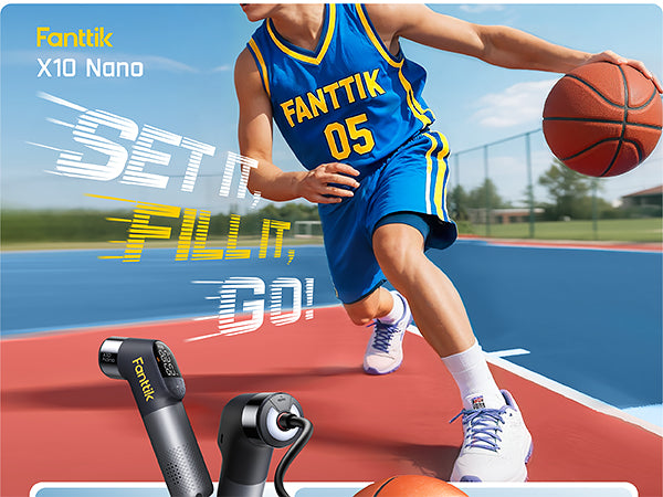 Fanttik X10 Nano Electric Ball Pump Inflation and Deflation, Ultra Fast Inflation with Precise Pressure Gauge, Ball Pump for Basketball, Soccer, Football, Volleyball (Max 19.9PSI)