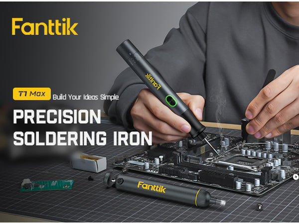 Fanttik T1 Max Soldering Iron Kit, Cordless Soldering Iron, 7 Seconds Fast Heating(390°F-840℉), Auto Sleep, 4 Precision Soldering Tips(C210), 360° Swivel Stand, Soldering Iron for Precision Repair