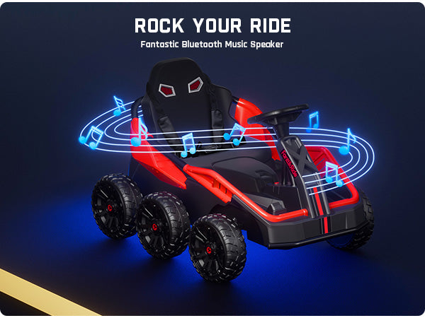 FanttikRide 24V Ride on Toys for Big Kids, 6 Eva Wheels UTV, 4x75W 5.9MPH Powerful Electric Car, 4WD/2WD Switch, Parent Remote, 4 Shock Absorbers, Ideal Gift for Kids Ages 3+