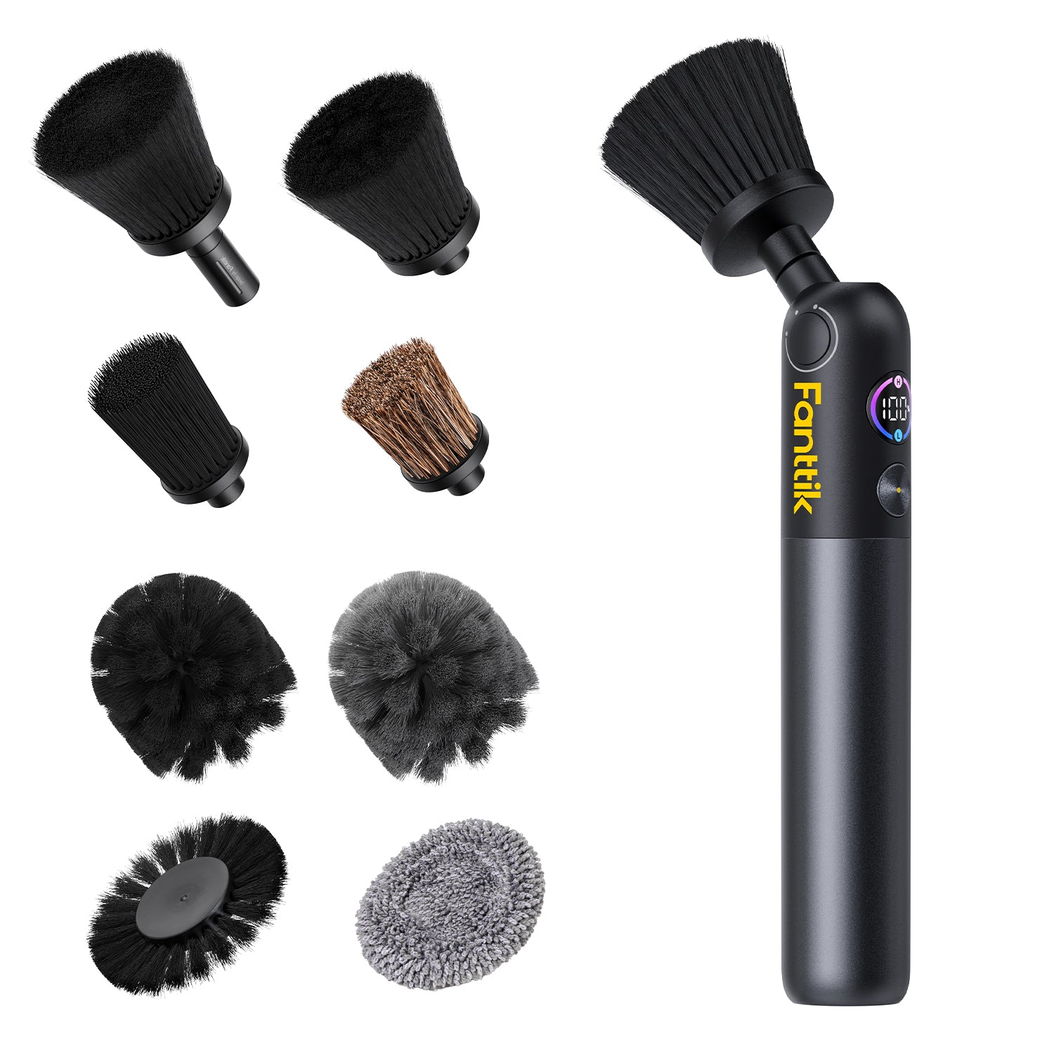 Fanttik Flip G10 Nano AutoCare Cordless Electric Scrubber, Dual-Speed with 8 Brush Heads, Adjustable Angle & Smart Display, IPX7 Waterproof for Deep Car Cleaning