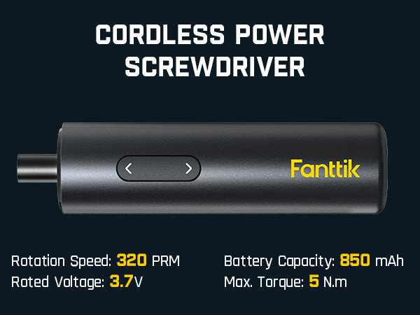 Fanttik NEX S1 Capsule 3.7V Cordless Screwdriver, Electric Screwdriver, Max 5 N.m, 320 RPM Motor, 5 Pcs Double-Ended Bits, Compact Design, LED Light, 1/4''Hex, Idea Tool for Furniture, Appliances