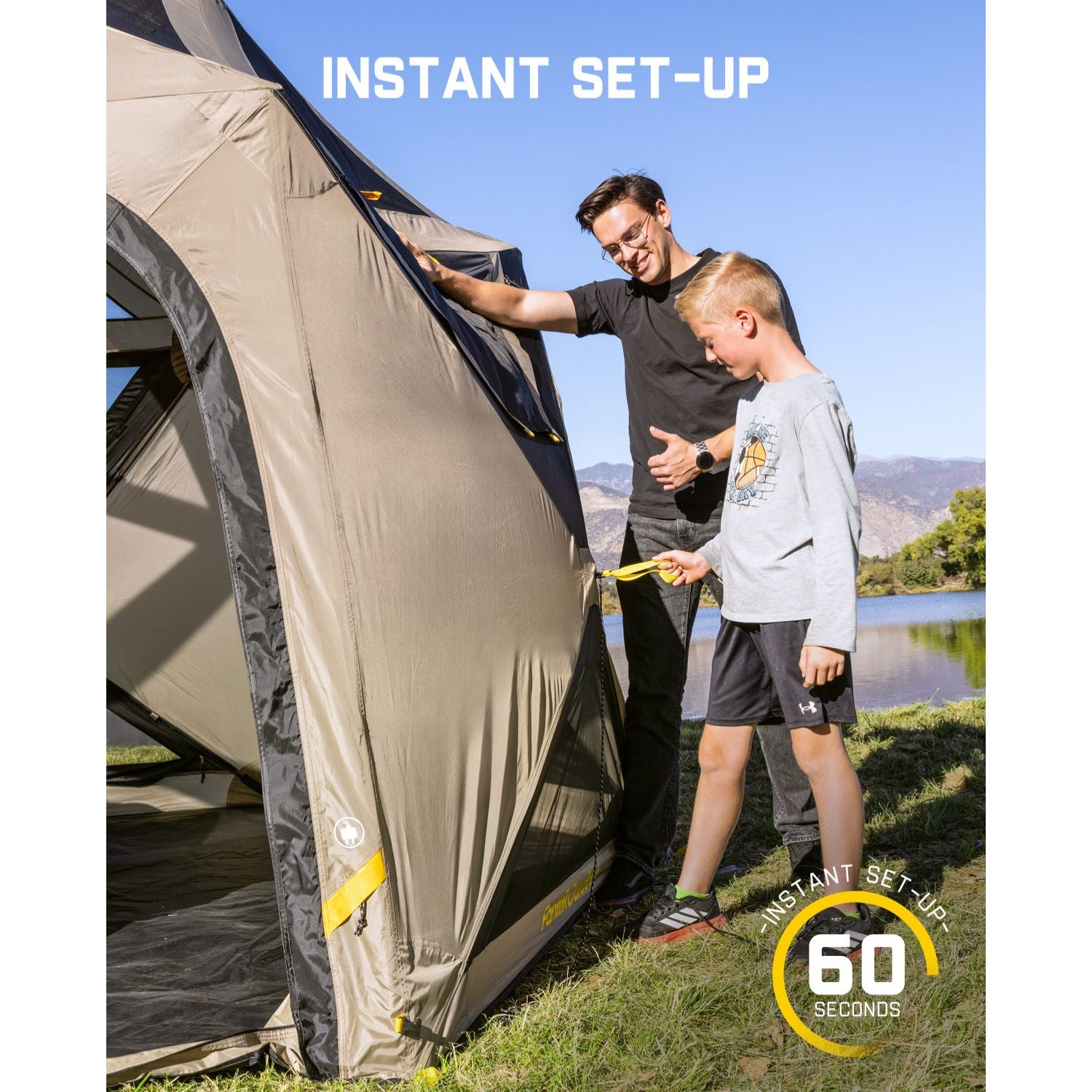 FanttikOutdoor Alpha C6 Ultra Instant Cabin Tent 6 Person Pop Up Camping Tent Setup in 60 Seconds Portable with Rainfly & Windproof for Outdoor Camping & Overlanding