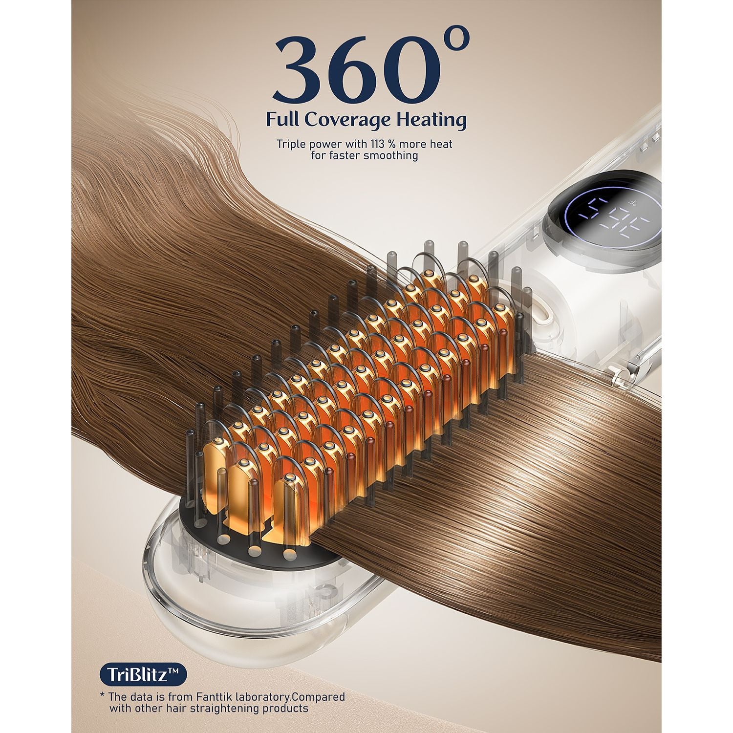 FanttikSolo I10 Apex Hair Straightener Brush, Cordless Straightening Brush with 113% Larger Heating Area & LED Temperature Display, Ceramic Coating & Ionic Technology, Safe Mode for Frizz-Free Shine