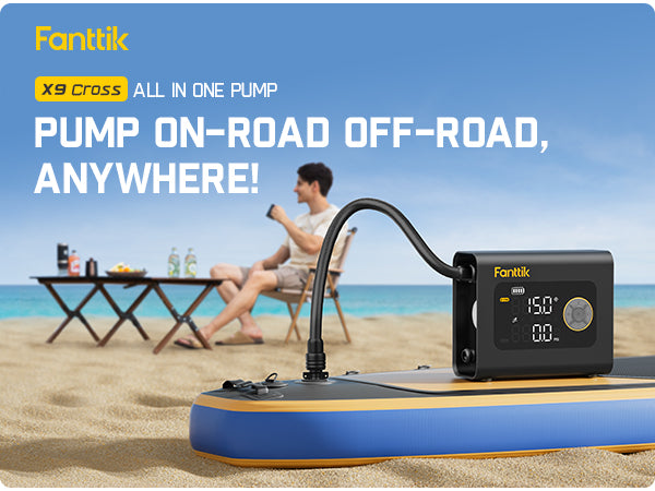 Fanttik X9 Cross Paddle Board Air Pump, Portable Tire Inflator | Max 75PSI with Auto-Off, Deflation | Air Pump with Light and Power Bank | for SUP, Car, Motorcycle, Board, Kayak, Tent etc.