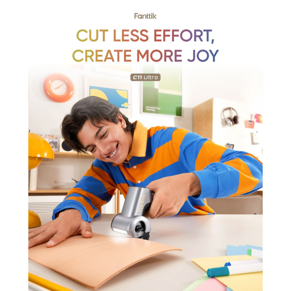 Fanttik C11 Ultra electric cardboard cutter, rechargeable electric rotary scissors for craft, cardboard, fabric cutting, cordless electric cutter tool for DIY art project