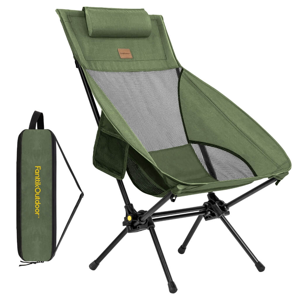 FanttikOutdoor Zeta L8 Max Camping Chair, Portable & Lightweight, Multi-Angle Adjustable, Supports up to 250 lbs, Comfort-Driven Design, High Strength Camping Chair for Travel, Hiking, Fishing, Green